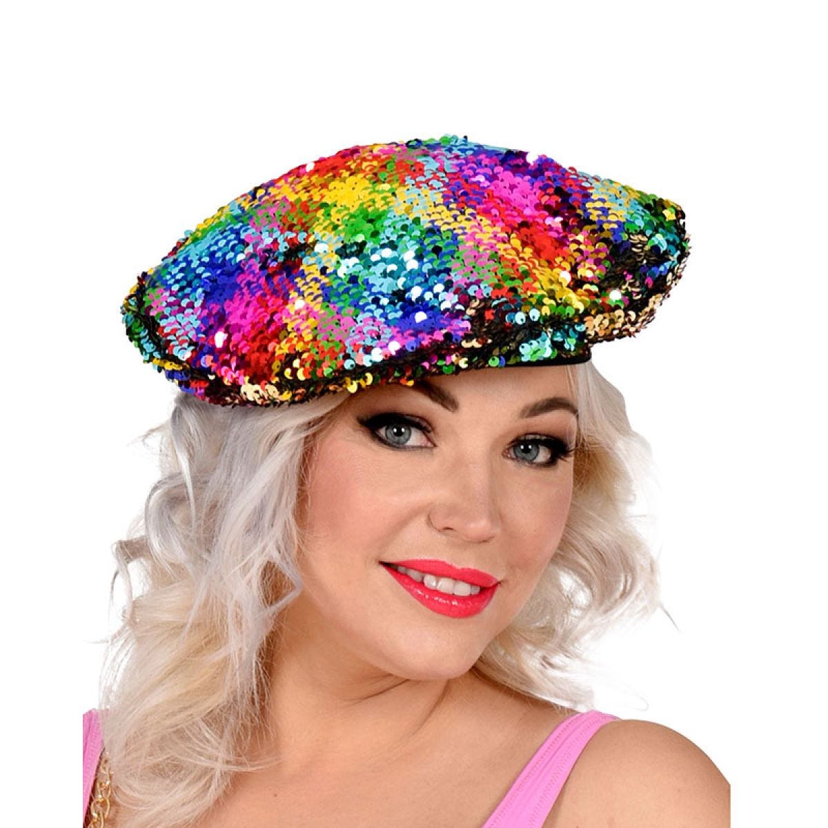 Rainbow / Gold Sequin Beret