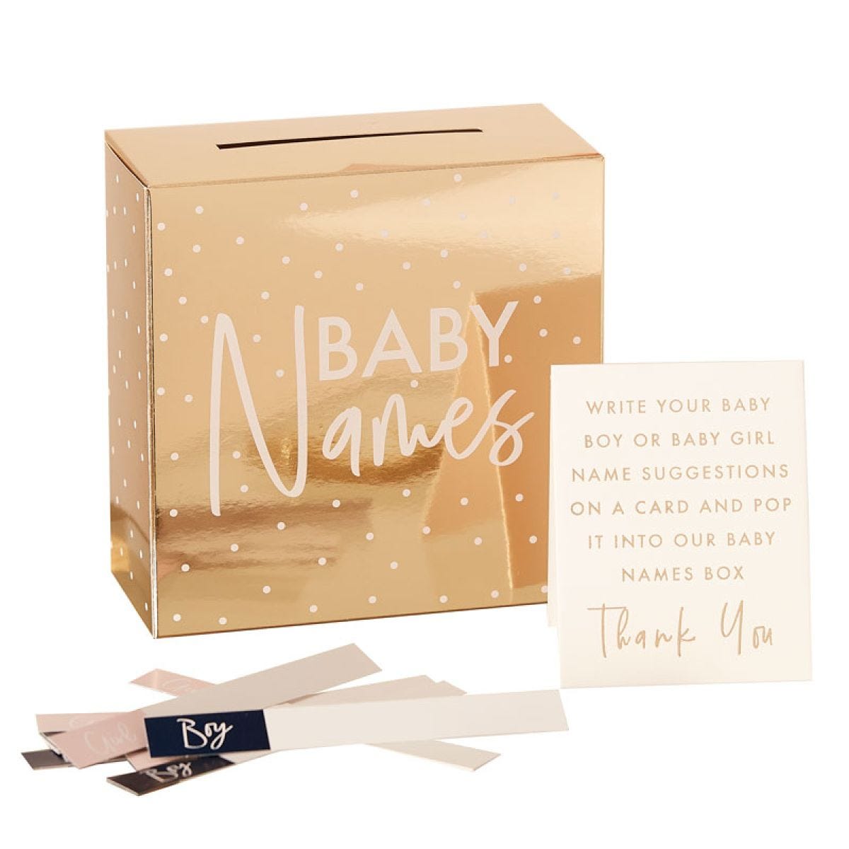 Gold Foiled Hey Baby Baby Names Box