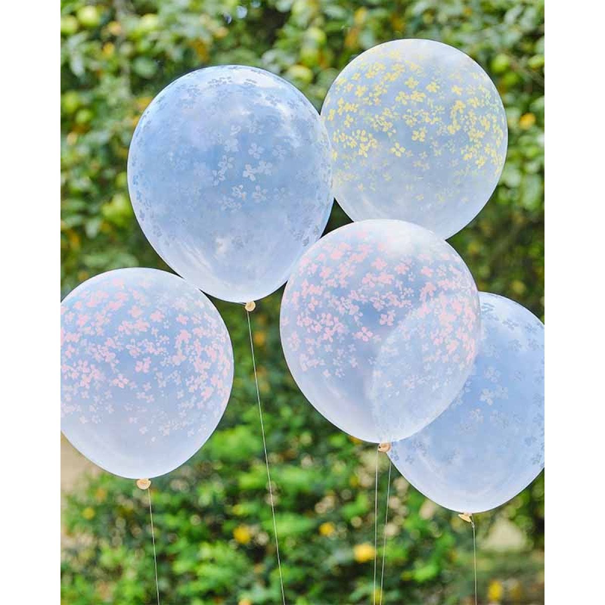 Pastel Printed Flower Latex Balloons - 12" (5pk)