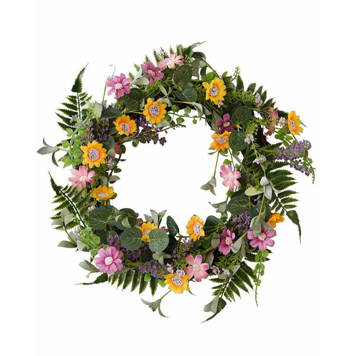 Floral Foliage Spring Wreath - 40cm