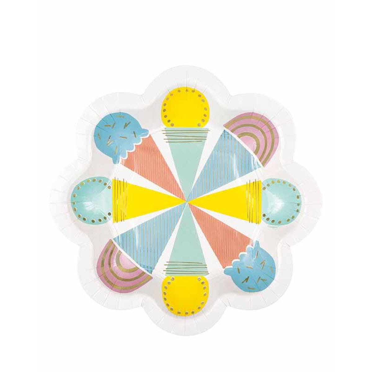 Pastel Ice Cream Shaped Paper Plates - 22cm (8pk)