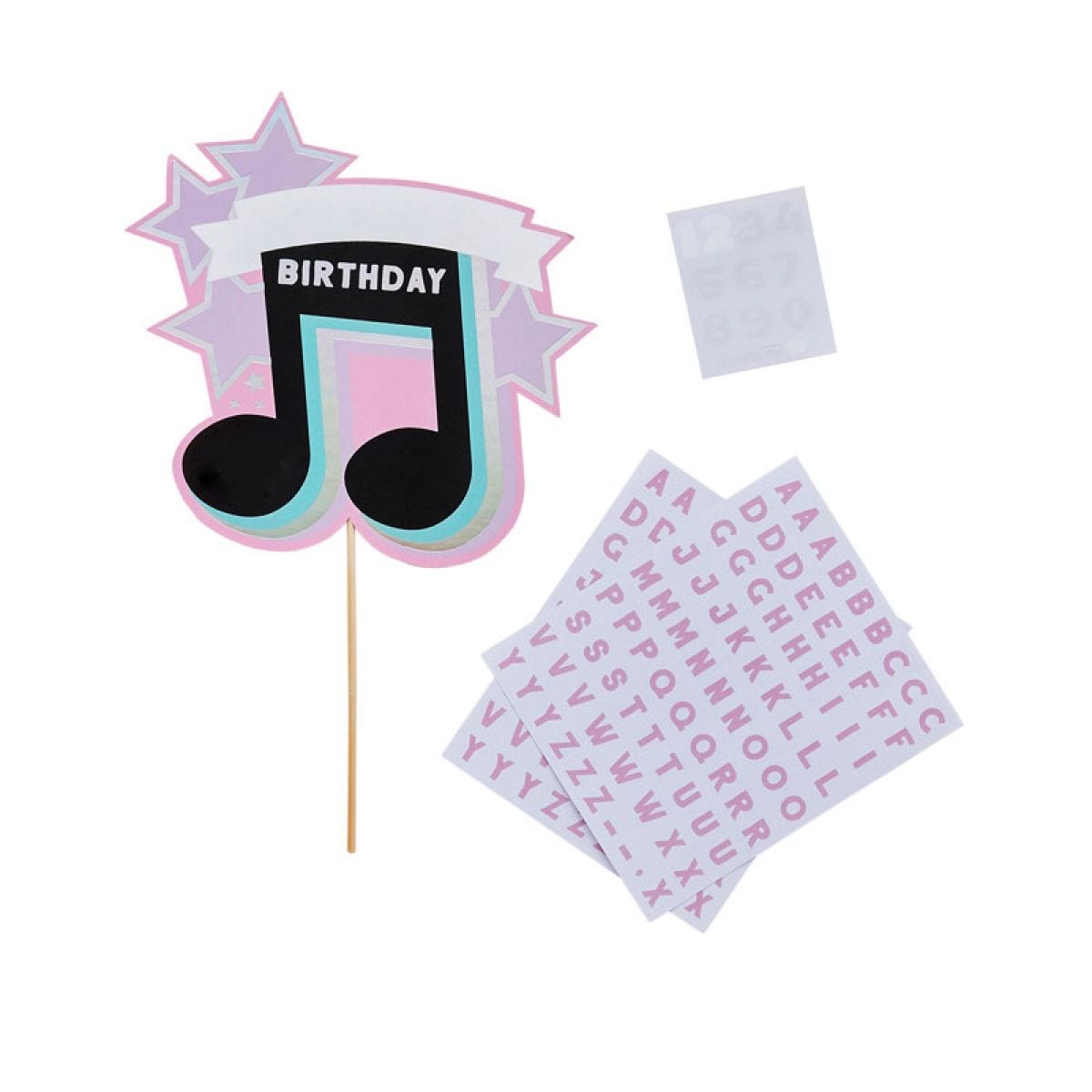 Musical Note Personalisable Cake Topper with Sticker sheets