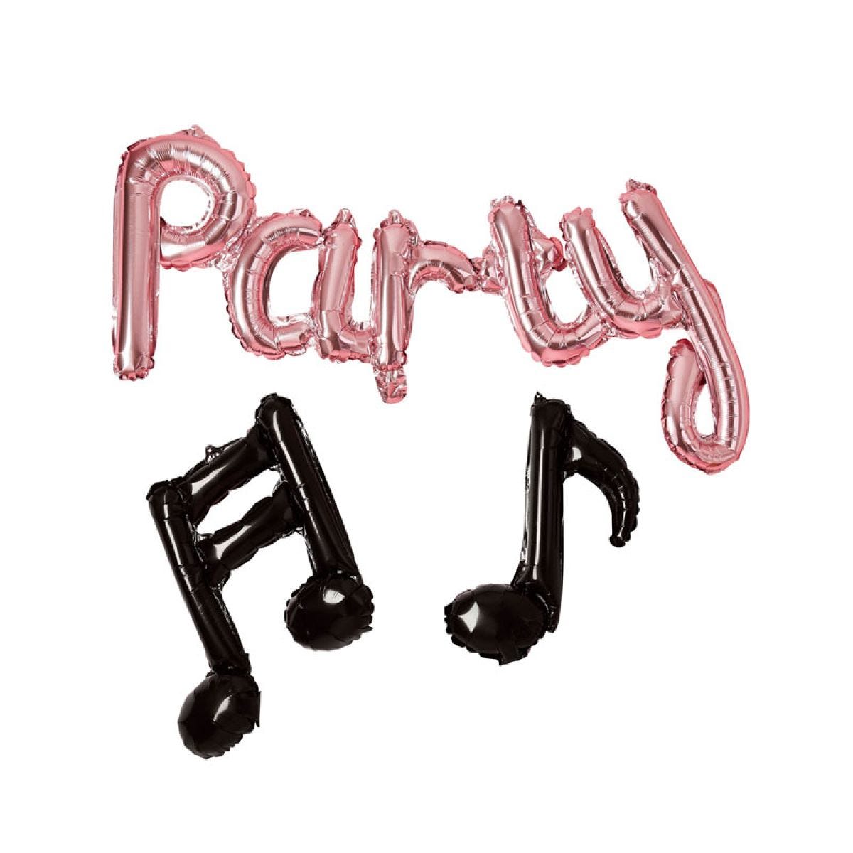 Rose Gold &apos;Party&apos; & Musical Notes Balloon Garland - 14" Foil