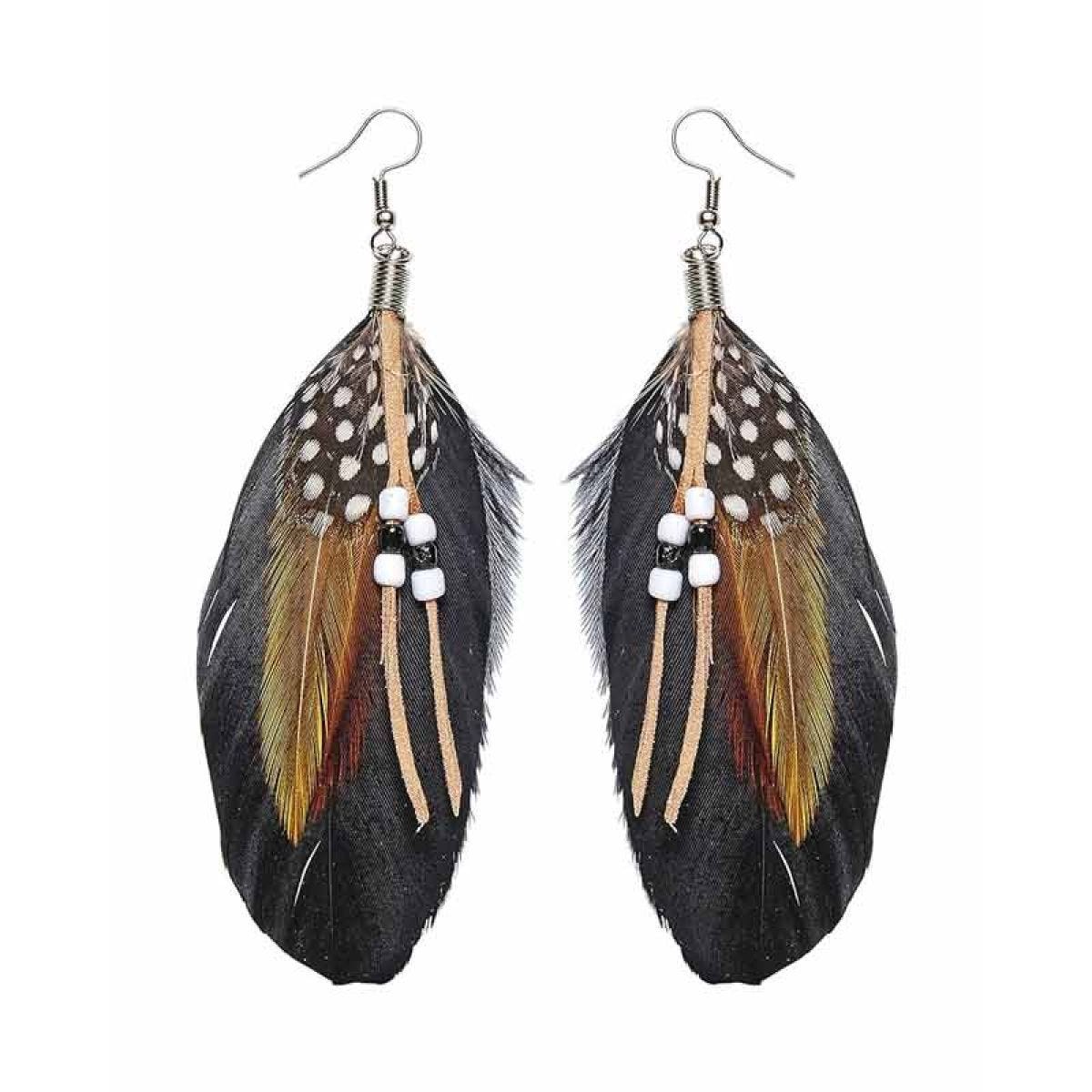 Feather Earrings - Brown