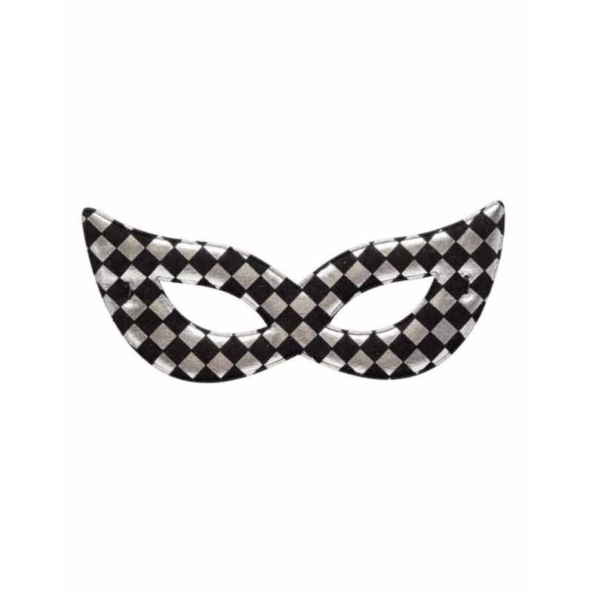 Chessboard Silver Masquerade Eye Mask