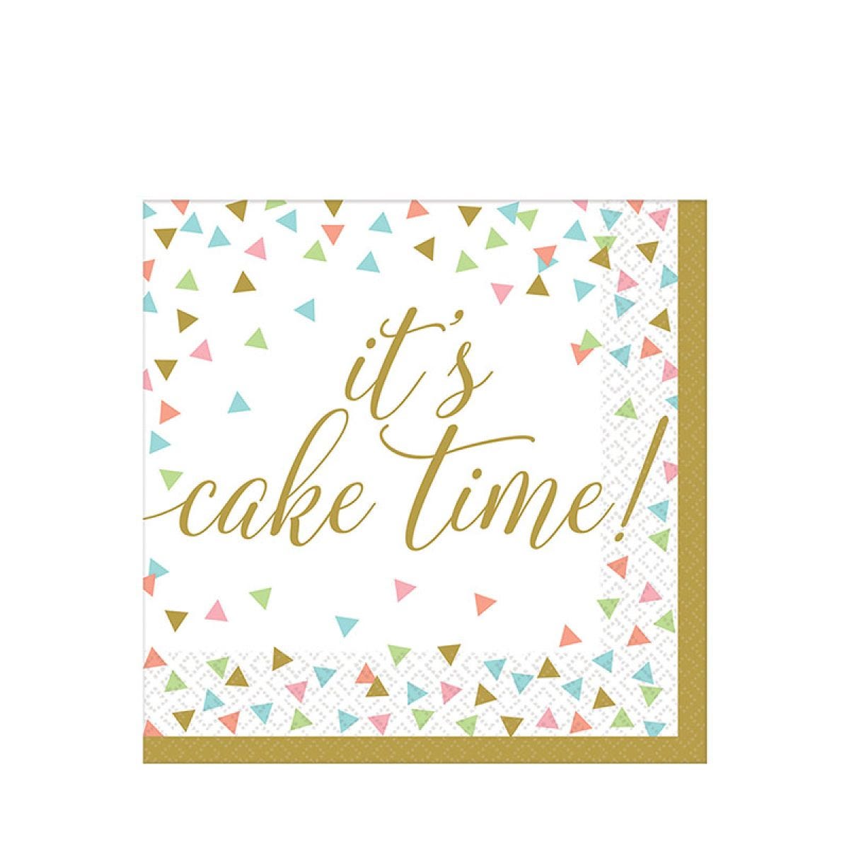 Confetti Fun It&apos;s Cake Time Paper Napkins 33cm (36pk)