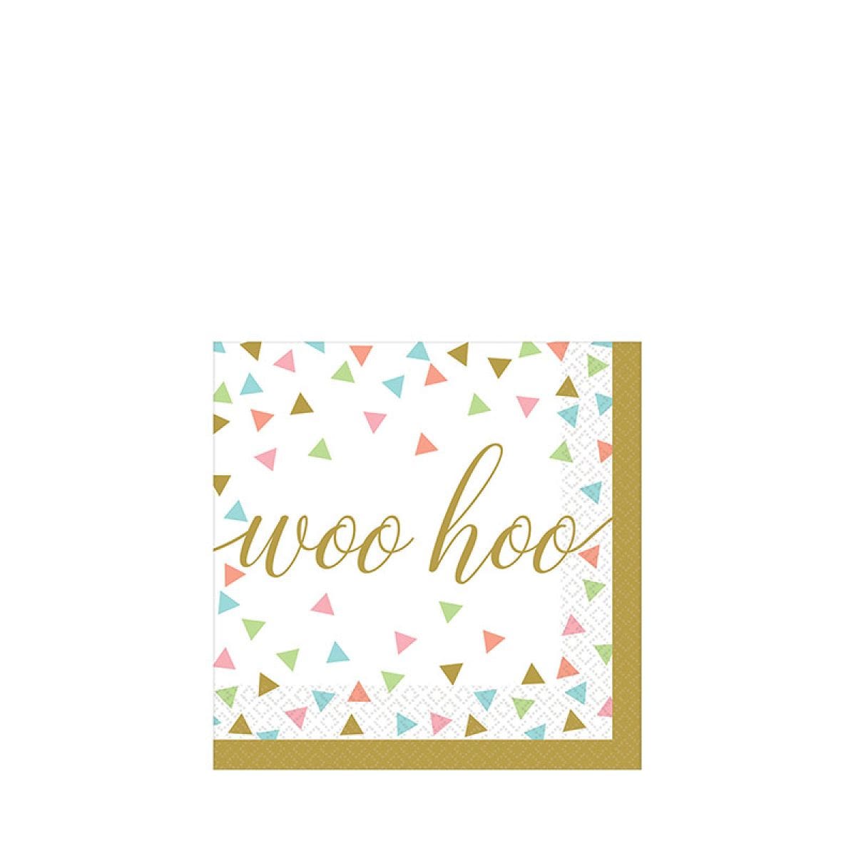 Confetti Fun Woo Hoo Beverage Paper Napkins 25cm (36pk)