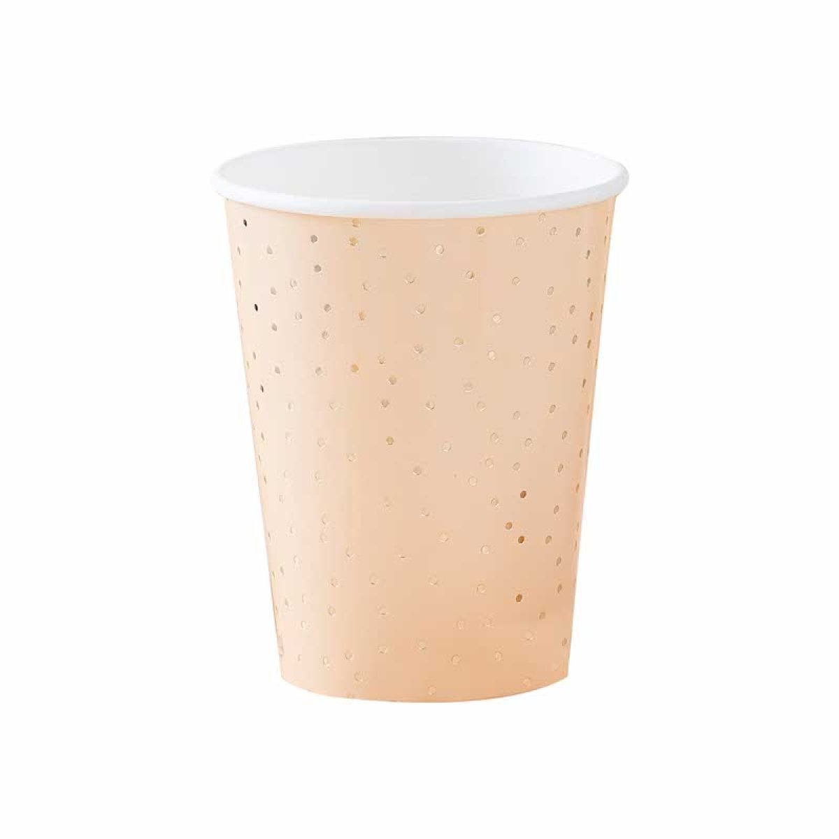 Peach and Gold Polka Dot Paper Cups - 266ml (8pk)