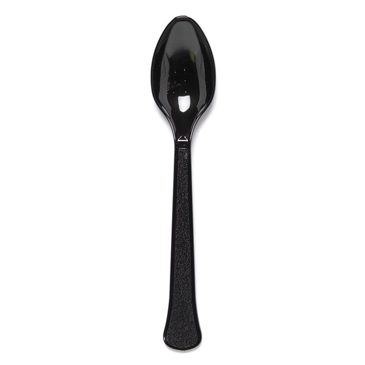 Black Reusable Plastic Spoons (24pk)