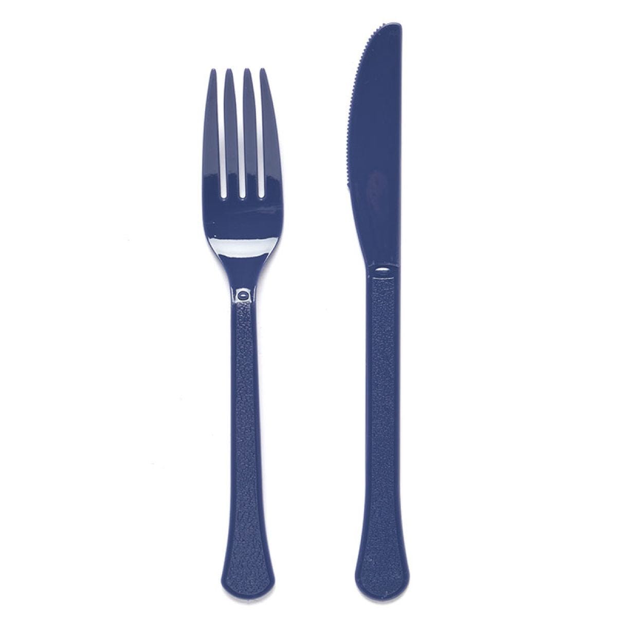 Dark Blue Reusable Plastic Cutlery Set (24pk)