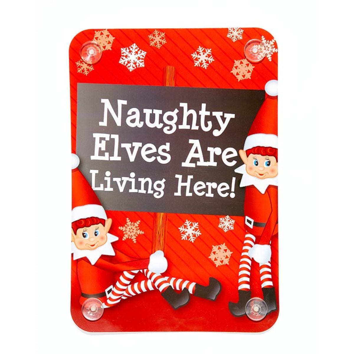 Naughty Elf Window Sign - Assorted