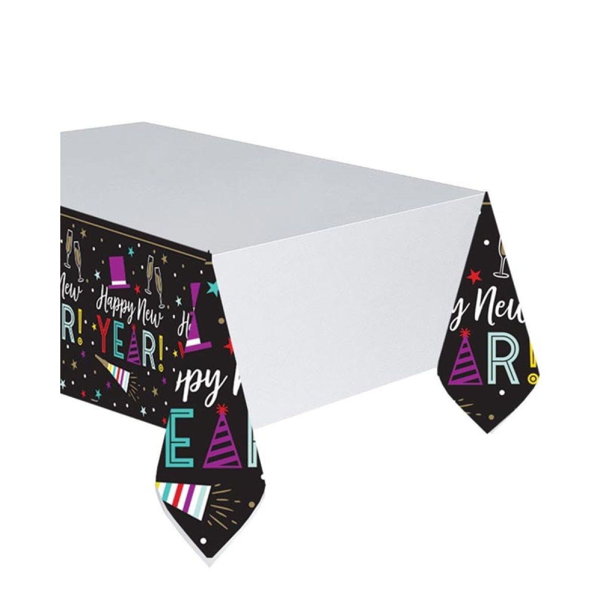 Bright Happy New Year Plastic Table Cover - 1.3m x 2.5m (3pk)