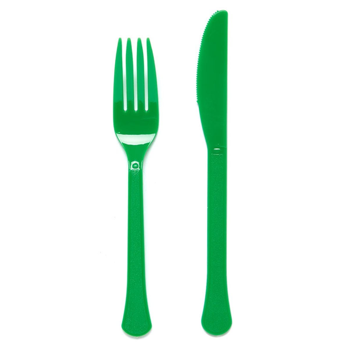 Green Reusable Plastic Cutlery Set (24pk)