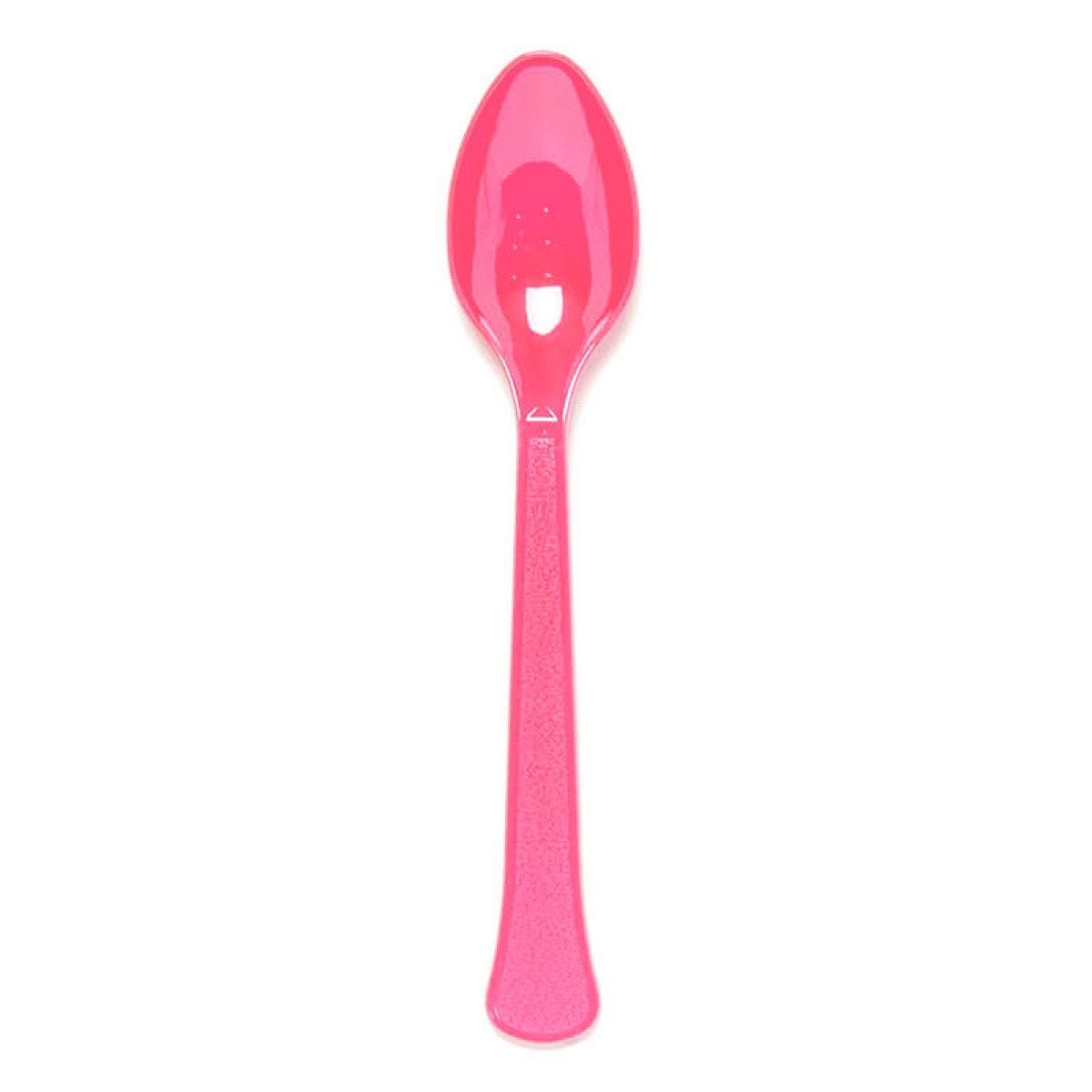 Bright Pink Reusable Plastic Spoons (24pk)