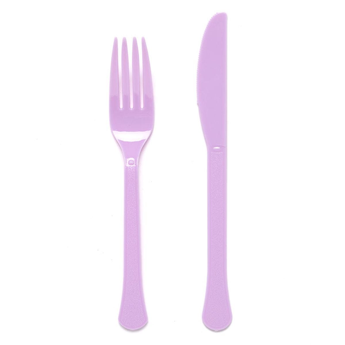 Lavender Reusable Plastic Cutlery Set (24pk)