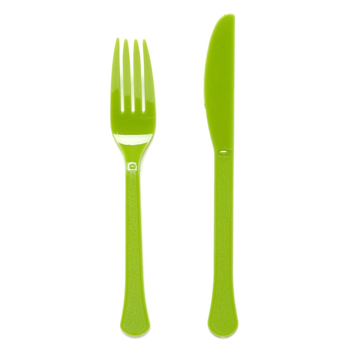 Lime Green Reusable Plastic Cutlery Set (24pk)