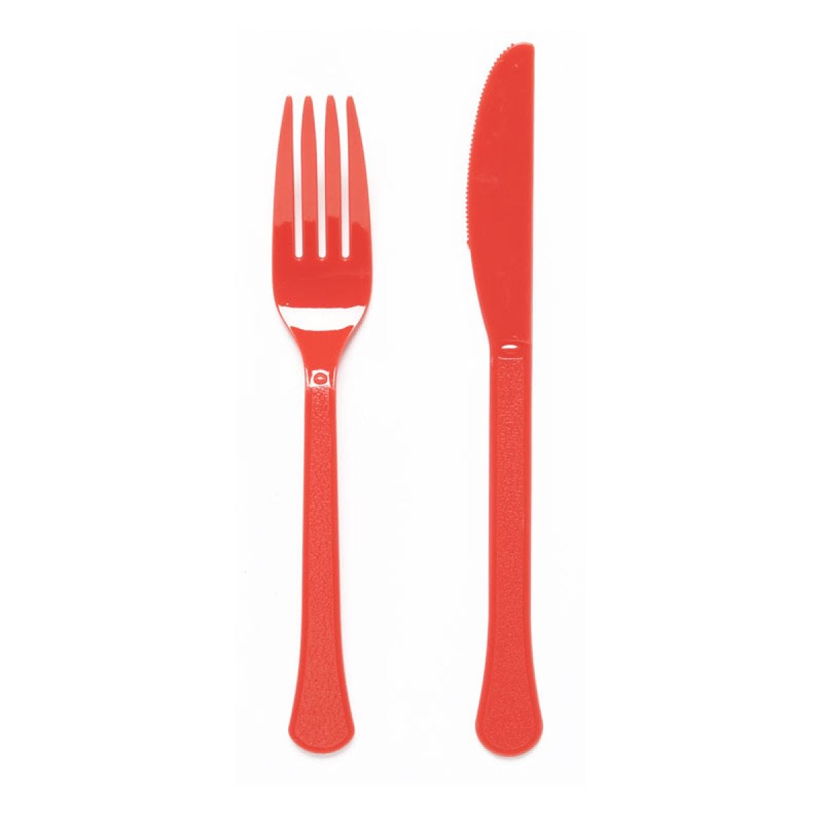 Red Reusable Plastic Cutlery Set (24pk)