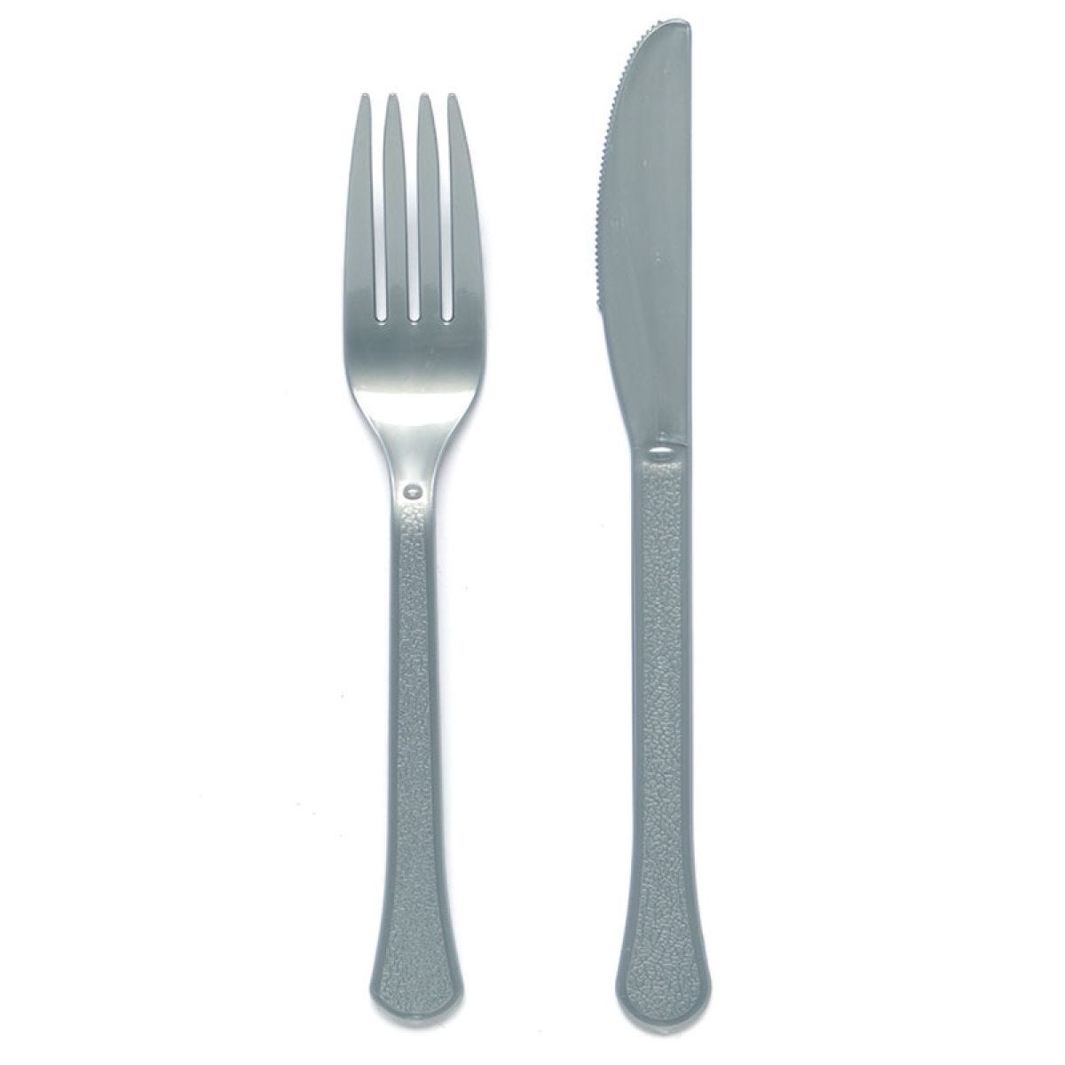 Silver Reusable Plastic Cutlery Set (24pk)