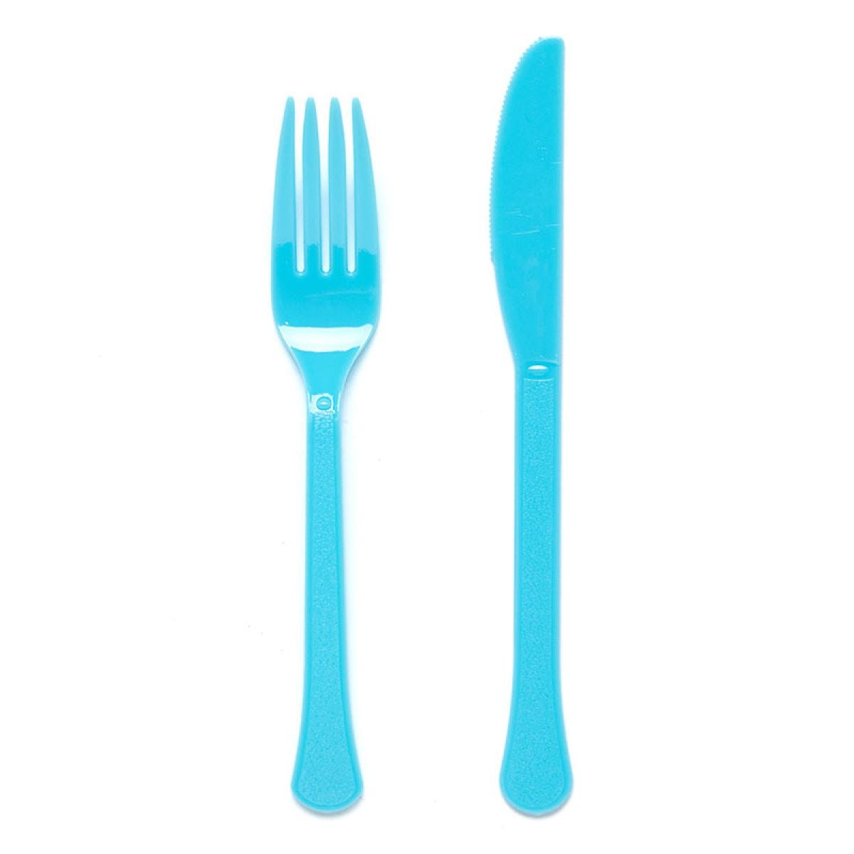 Turquiose Reusable Plastic Cutlery Set (24pk)