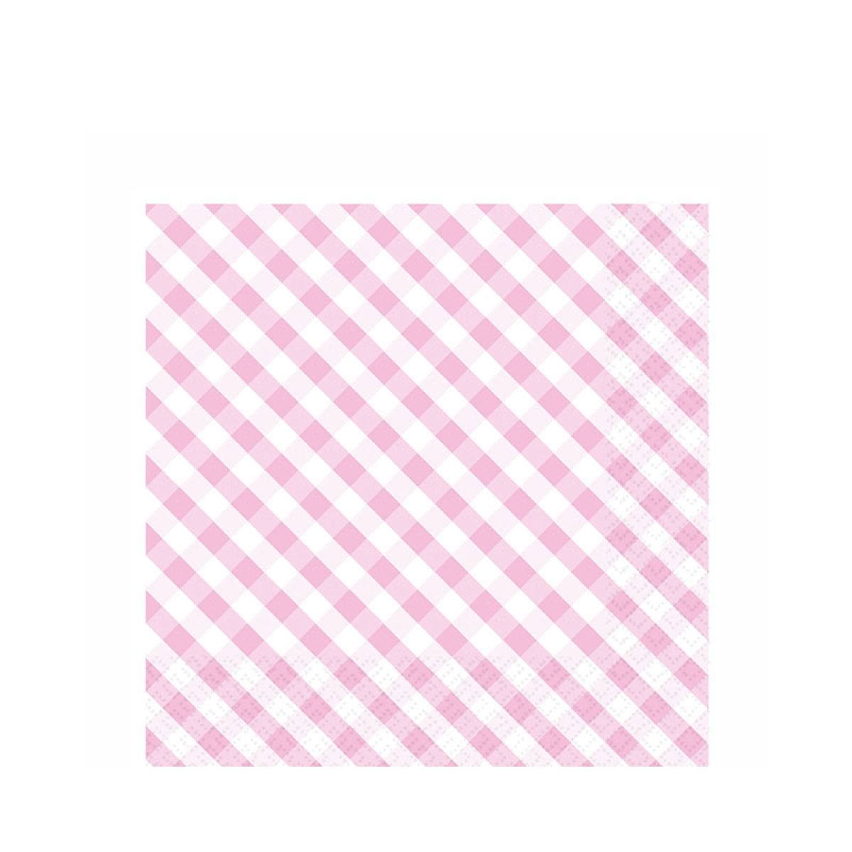 Pink Gingham Paper Napkins 33cm (20pk)