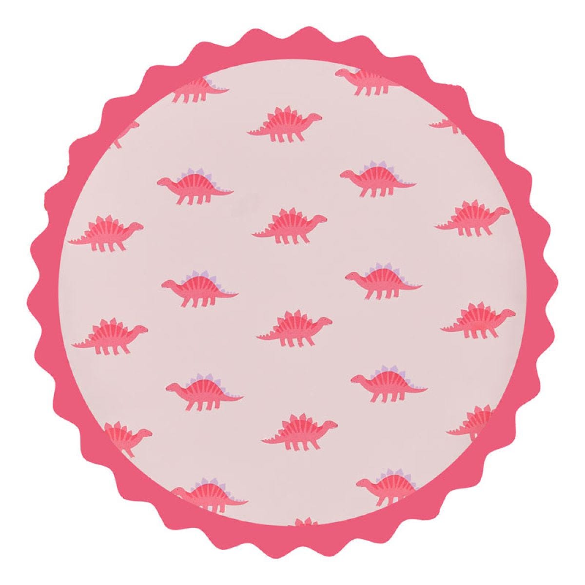 Pink Dinosaur Paper Plates with Spikes - 25cm (8pk)