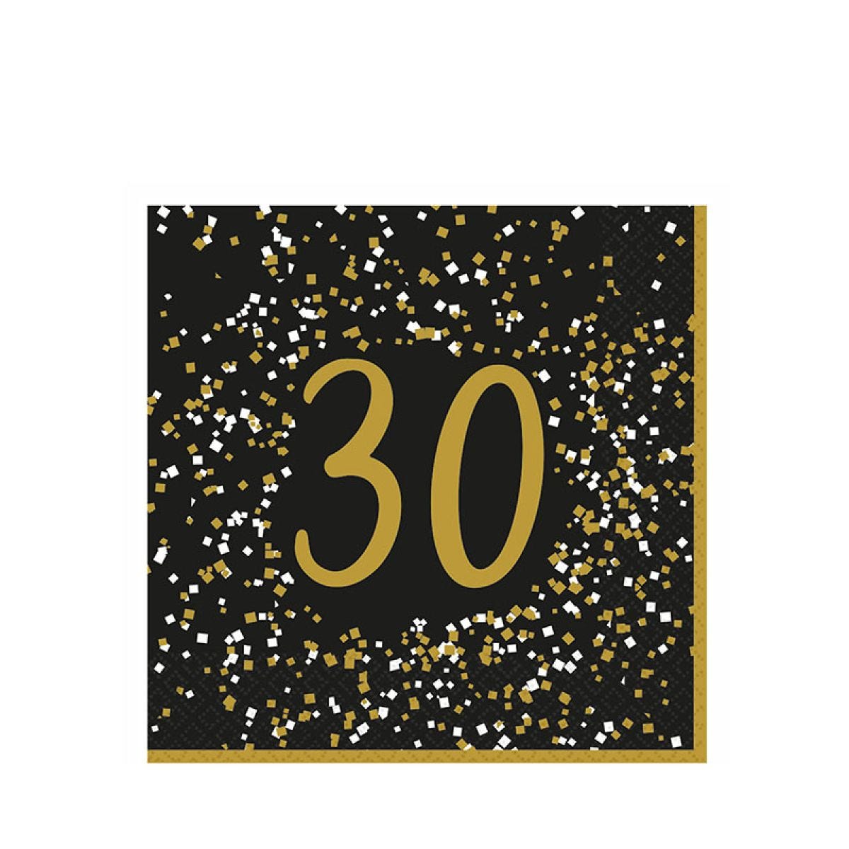 Gold Celebration 30th Paper Napkins 33cm (16pk)
