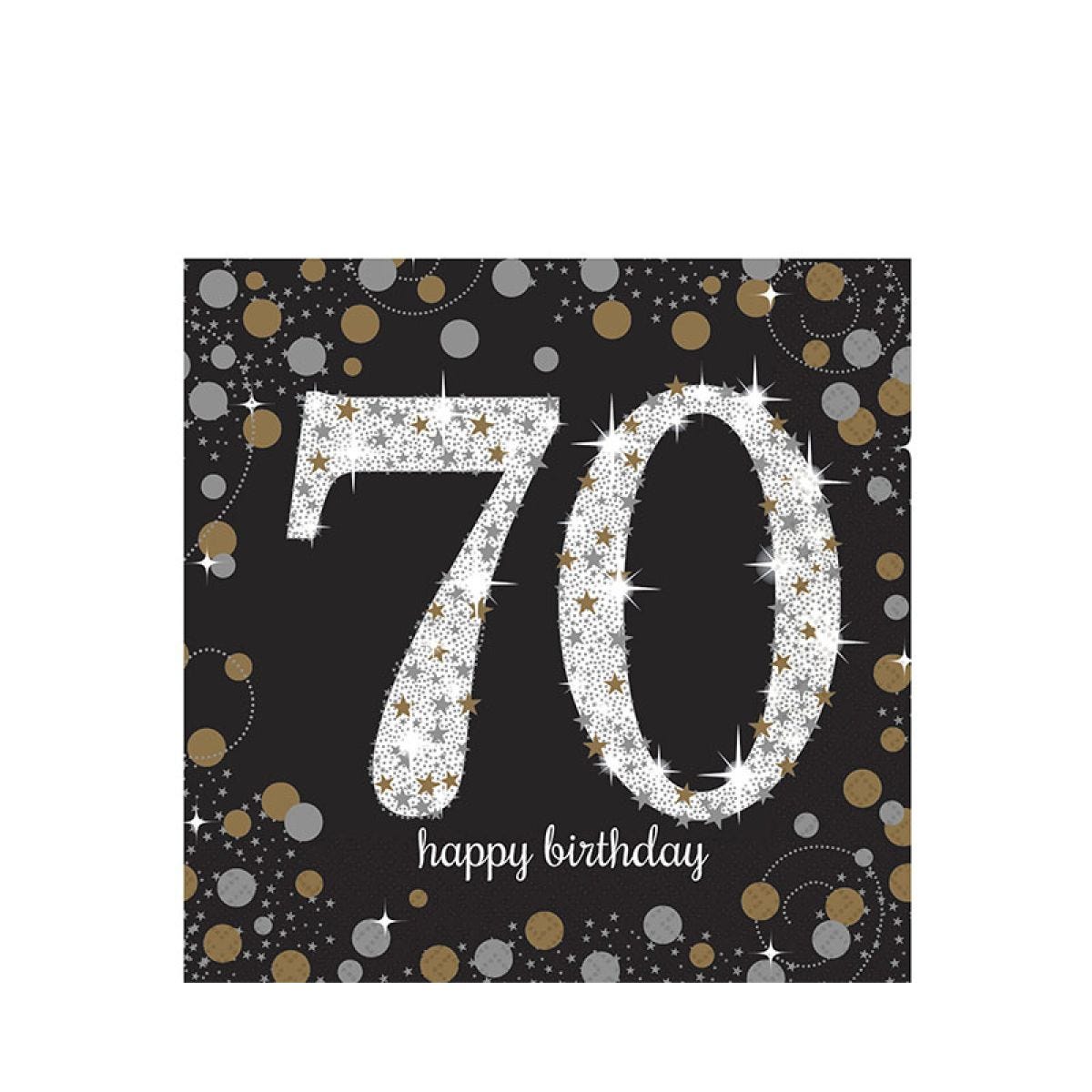 Gold Sparkling Celebration 70th Birthday Paper Napkins 33cm (16pk)