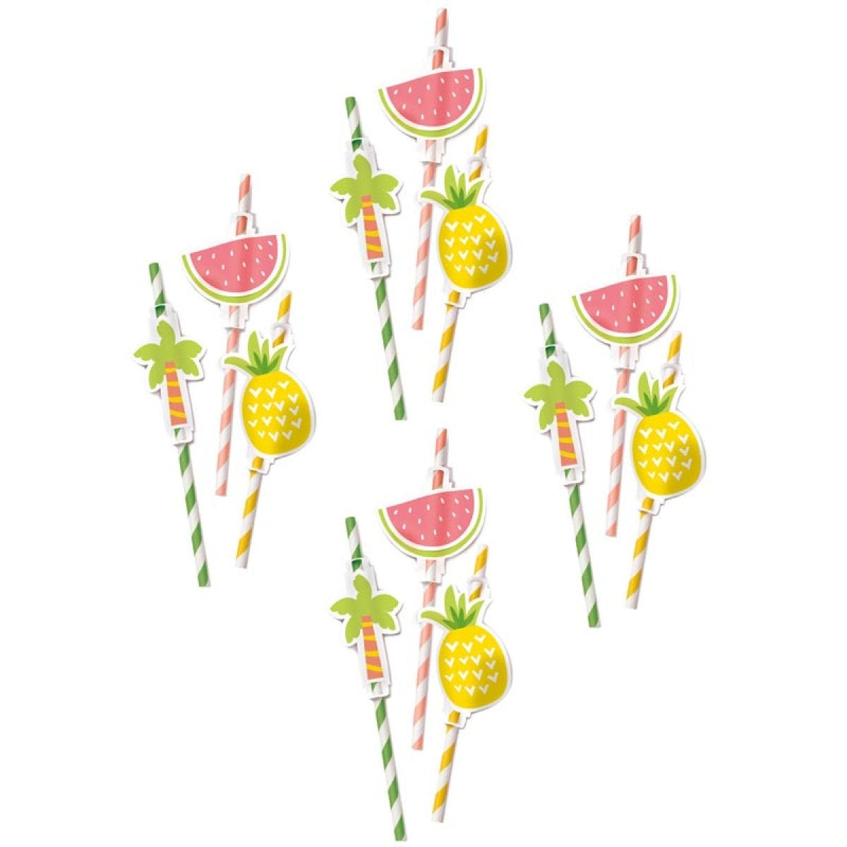 Paper Straws with Fruit Toppers (12pk)