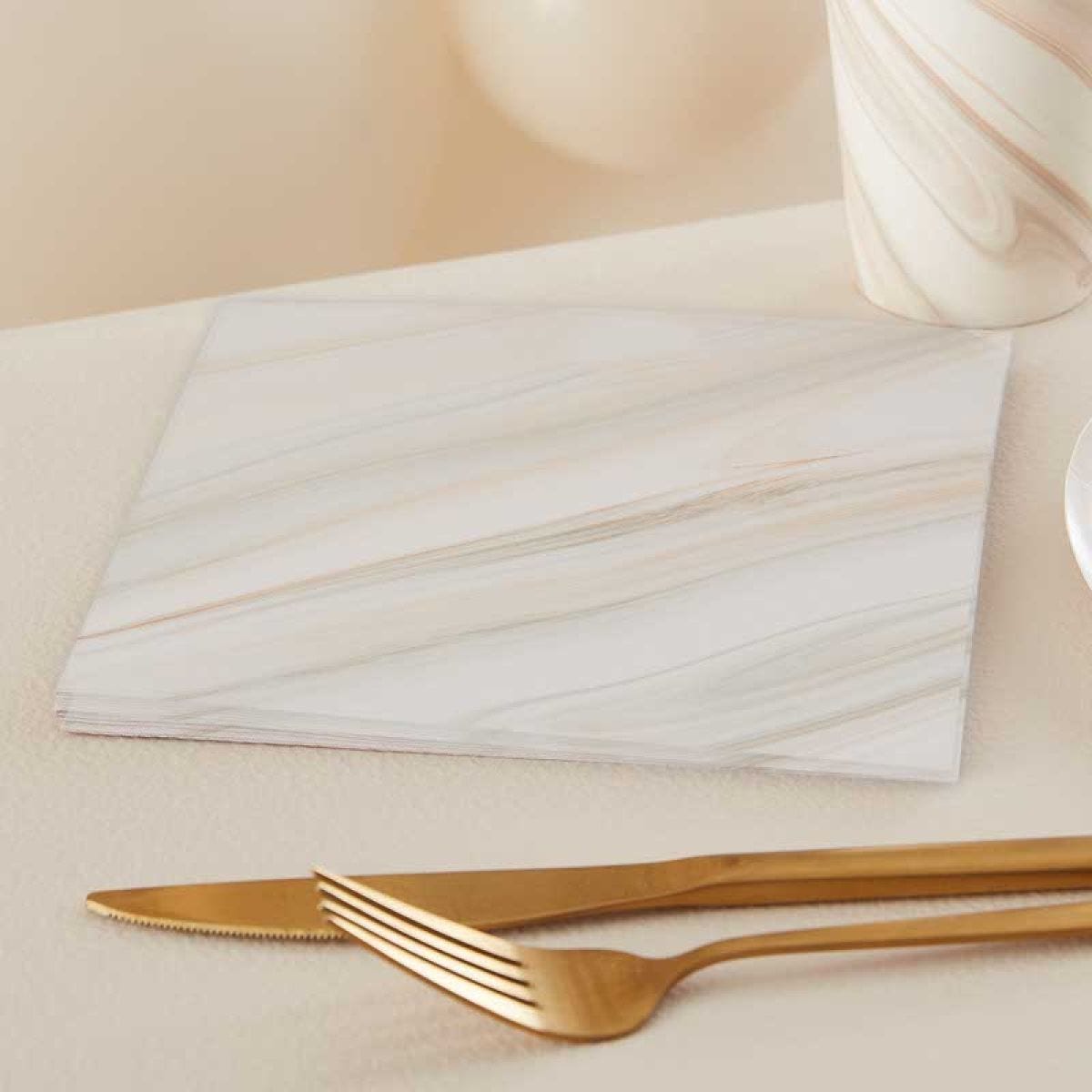 Natural Marble Paper Napkins - 33cm (16pk)