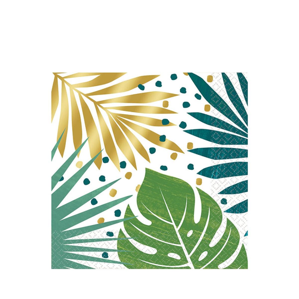 Tropical Palms Gold Paper Napkins 33cm (16pk)