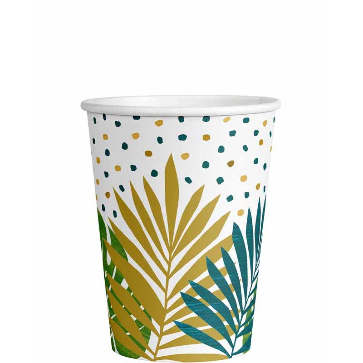 Tropical Palms Paper Cups - 250 ml (8pk)