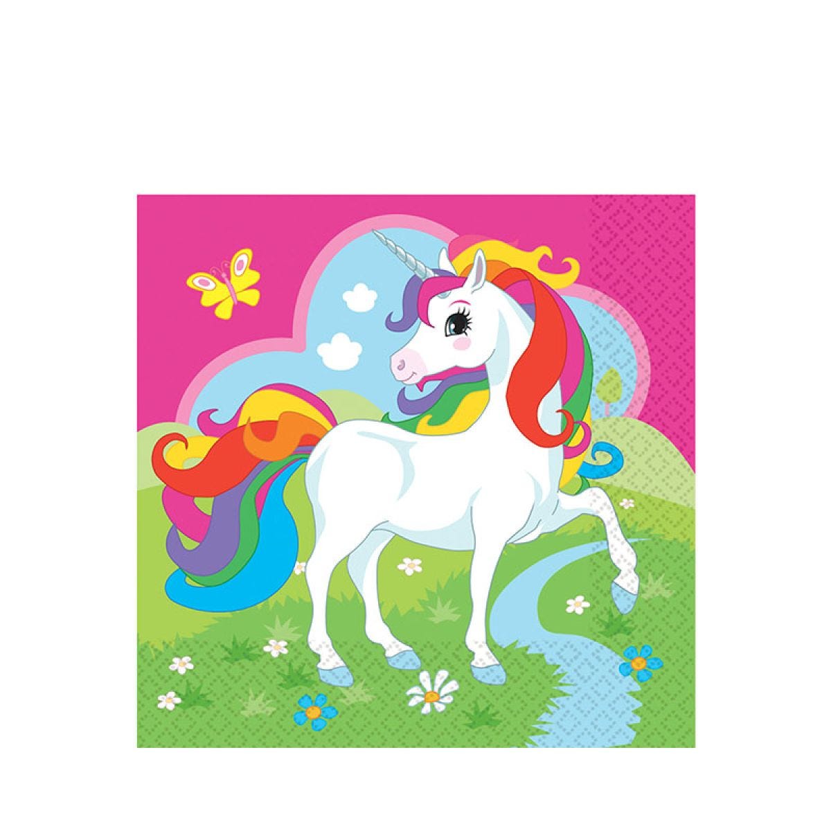 Rainbow Unicorn Paper Napkins 33cm (20pk)