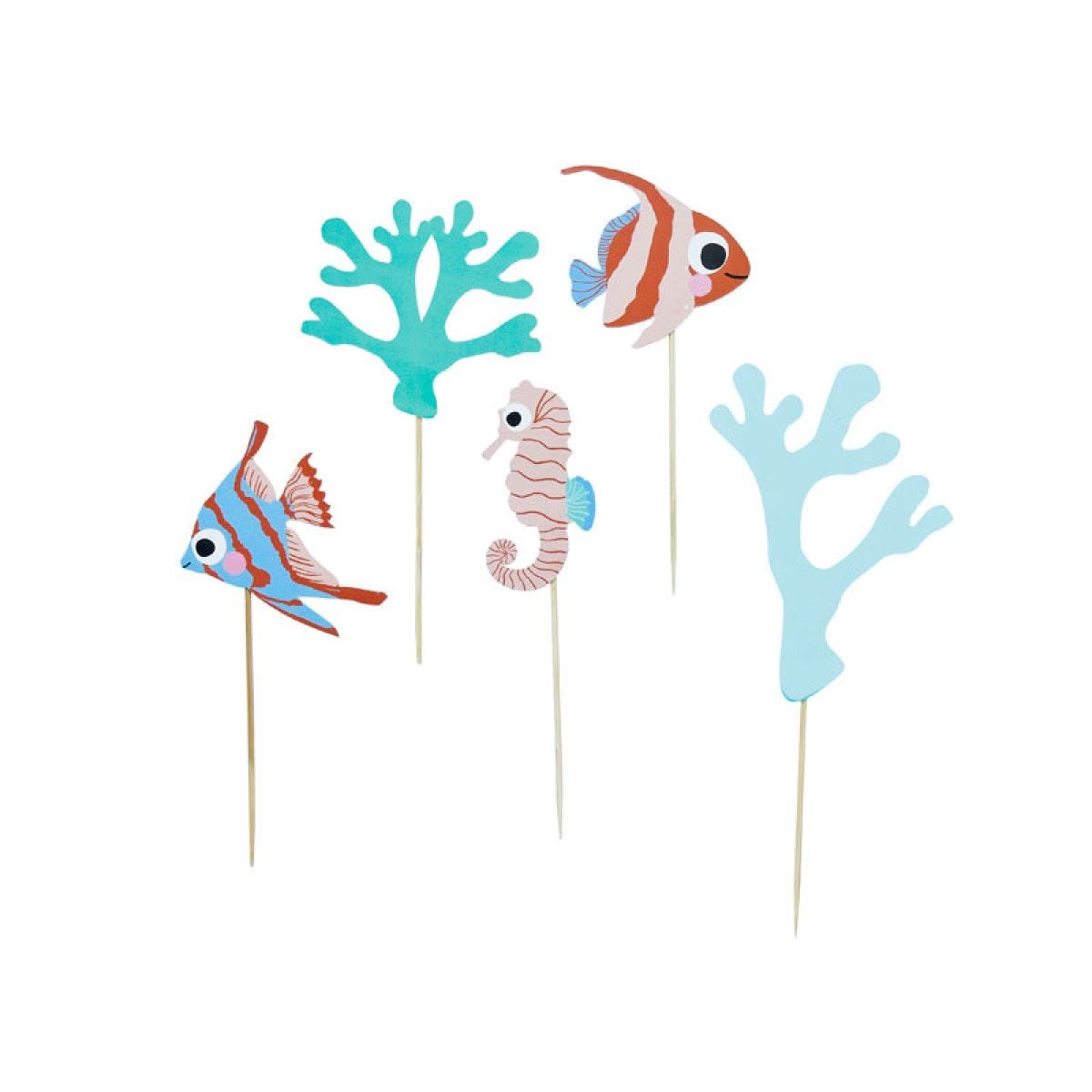 Fish & Coral Cake Topper Set (5pk)