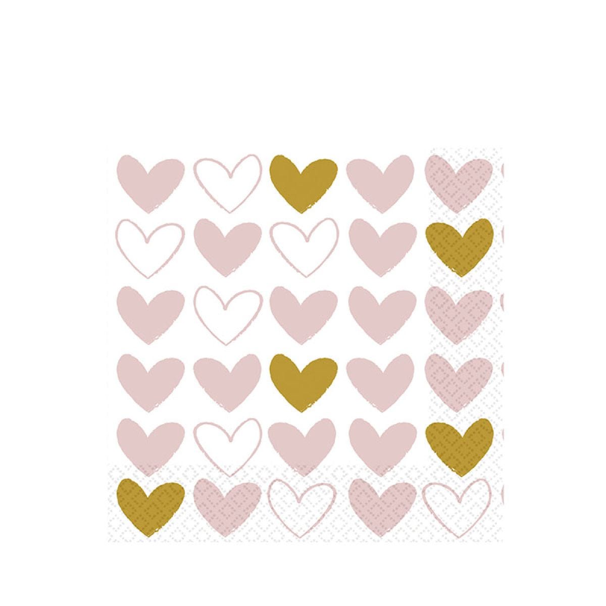 Valentines Open Hearts Paper Napkins 33cm (16pk)