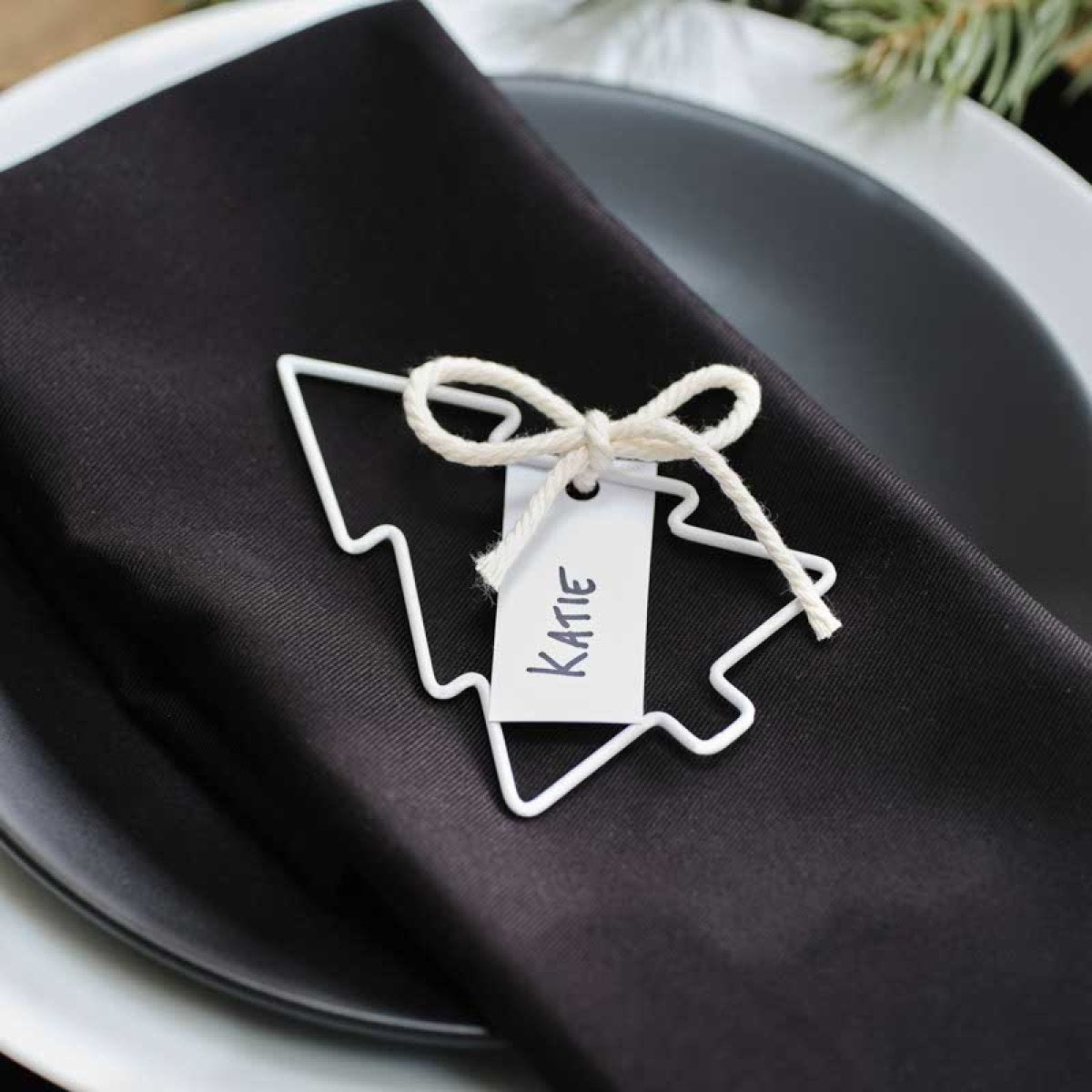 White Wire Christmas Tree Place Card Holder - 11cm (4pk)