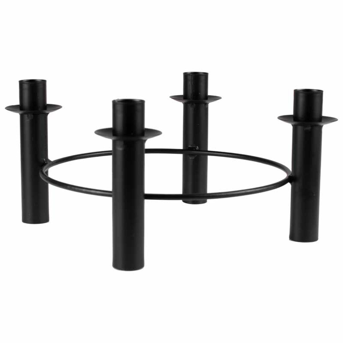 Black Metal Circular Candle Holder - 27.5cm