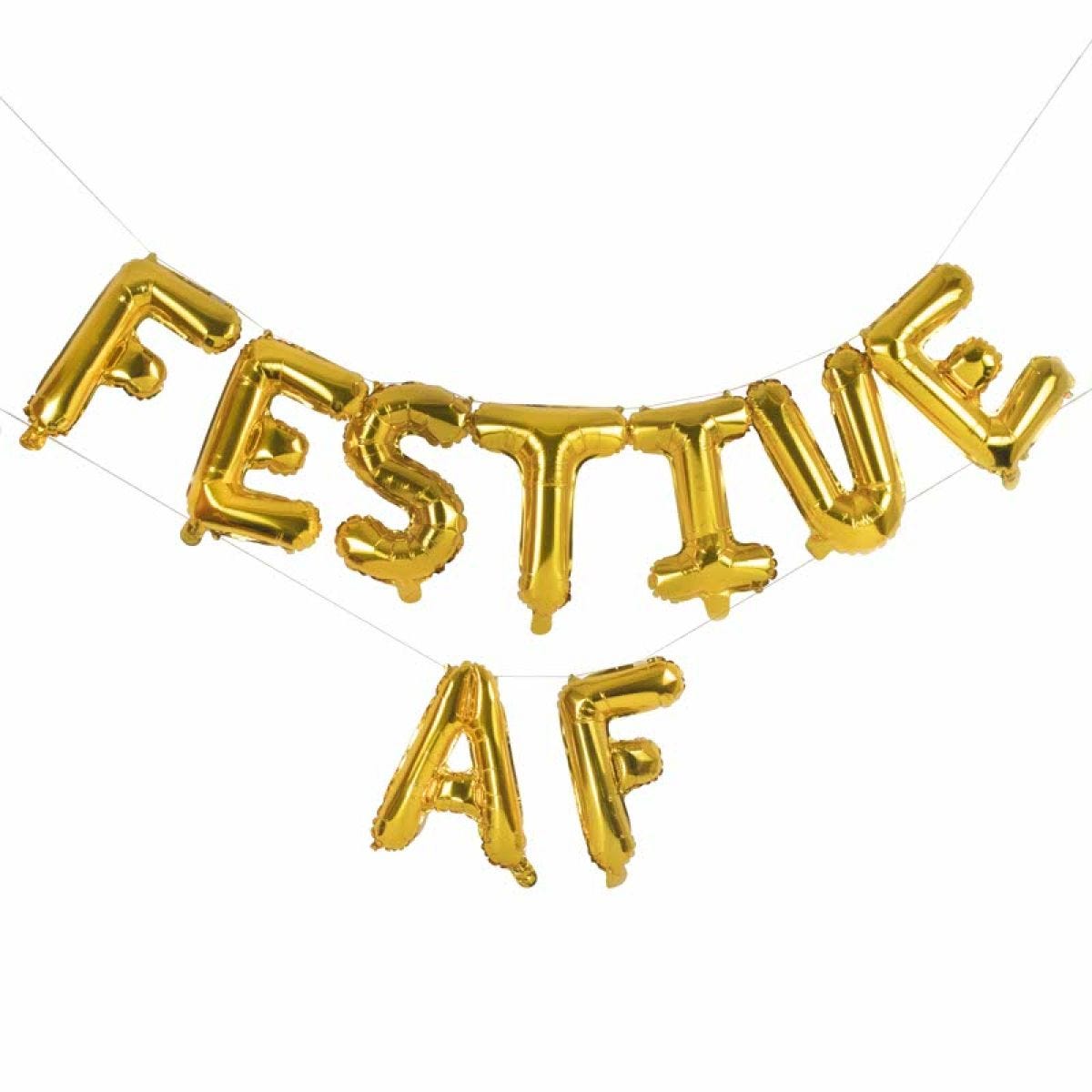 Gold Festive AF Balloon Bunting - 16" Foil