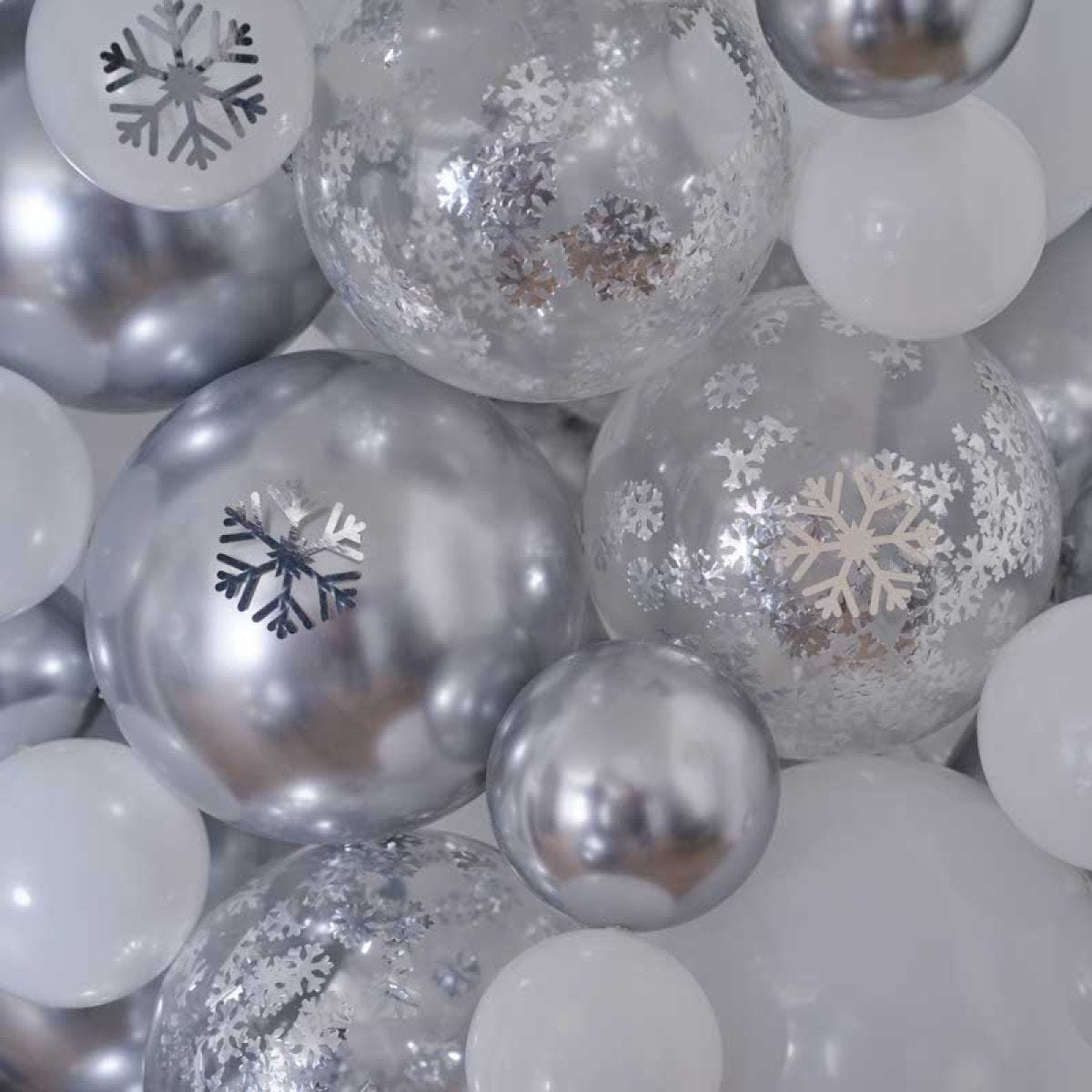 Silver, Chrome & Confetti Balloon Christmas Tree - 110 Balloons