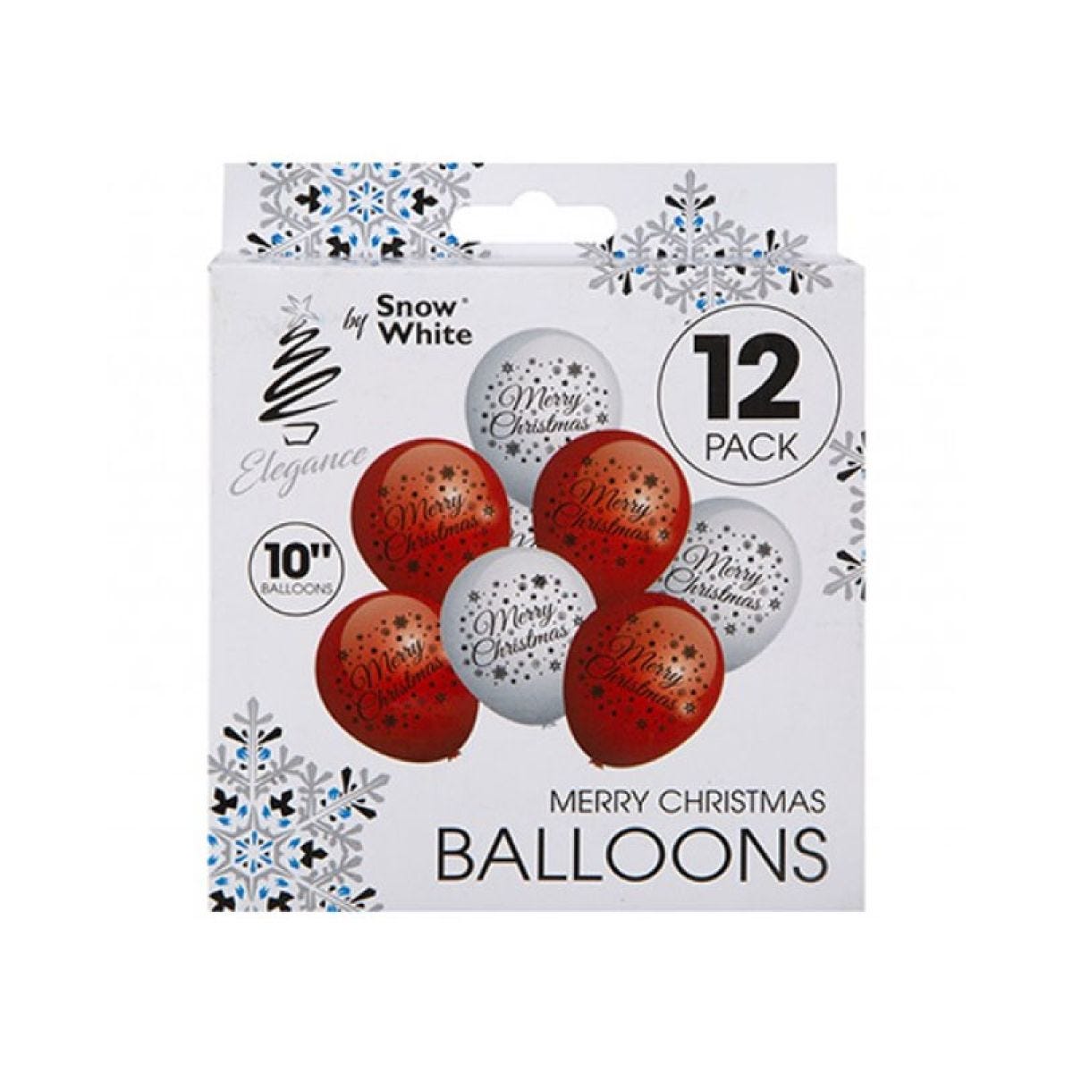 Red & White Merry Christmas Balloons - 10" Latex (12pk)