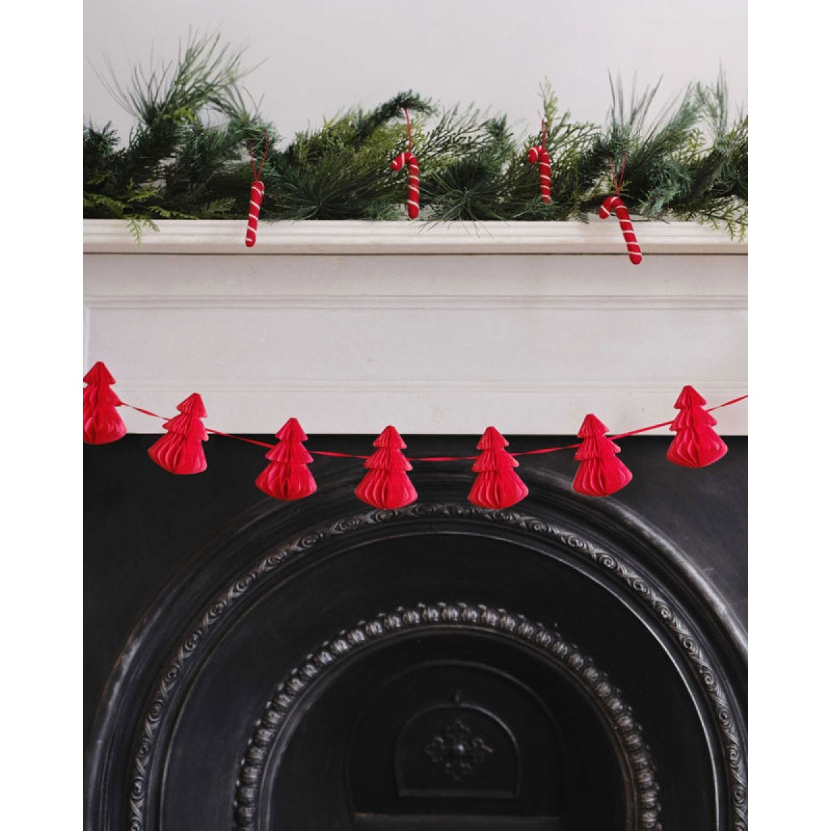 Red Honeycomb Trees Bunting
