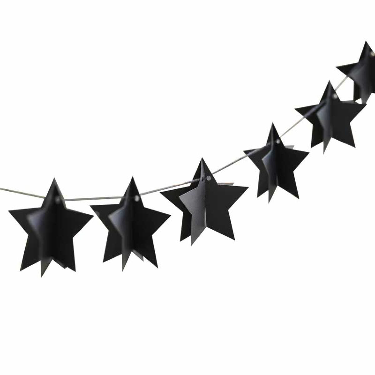 3D Star Black Paper Bunting - 2m