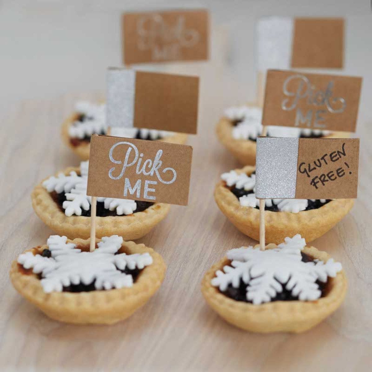 Festive Silver Foiled Cake Picks (12pk)