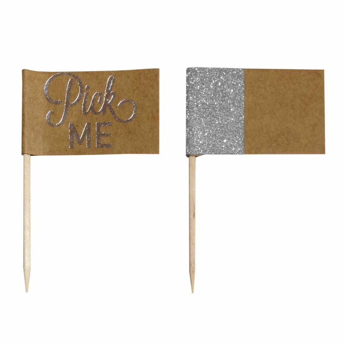 Festive Silver Foiled Cake Picks (12pk)