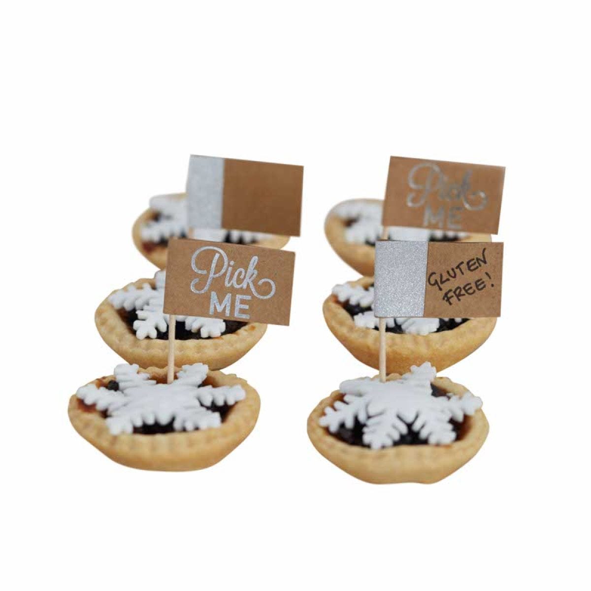 Festive Silver Foiled Cake Picks (12pk)