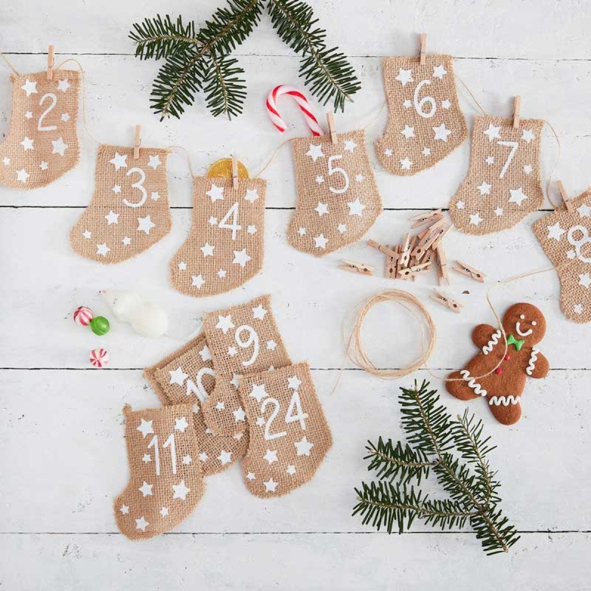 Hessian Stockings Advent Calendar (24pk)