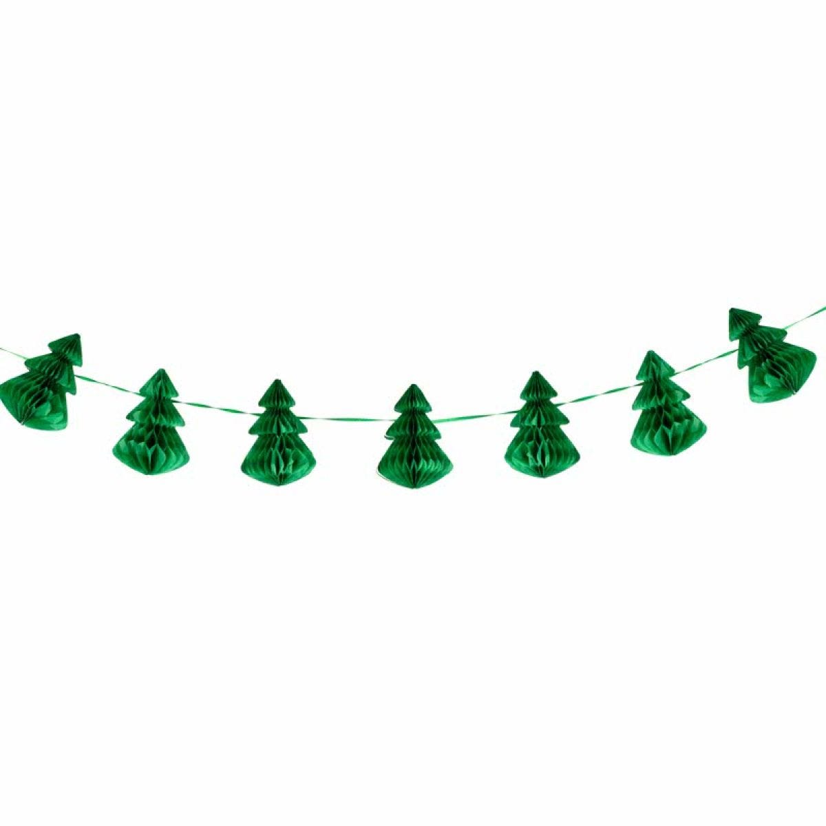 Green Honeycomb Trees Paper Garland - 2m
