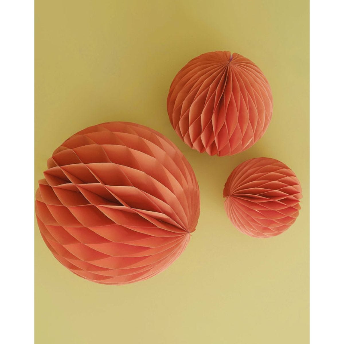 Orange Paper Honeycomb Hanging Decorations (3pk)