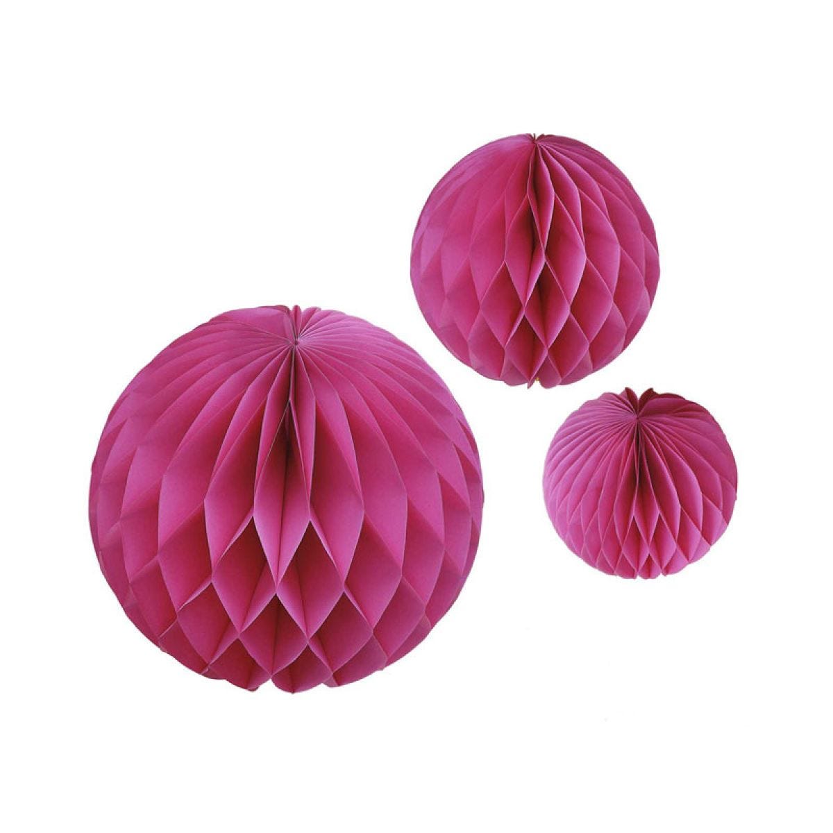 Fuchsia Paper Honeycomb Hanging Decorations (3pk)