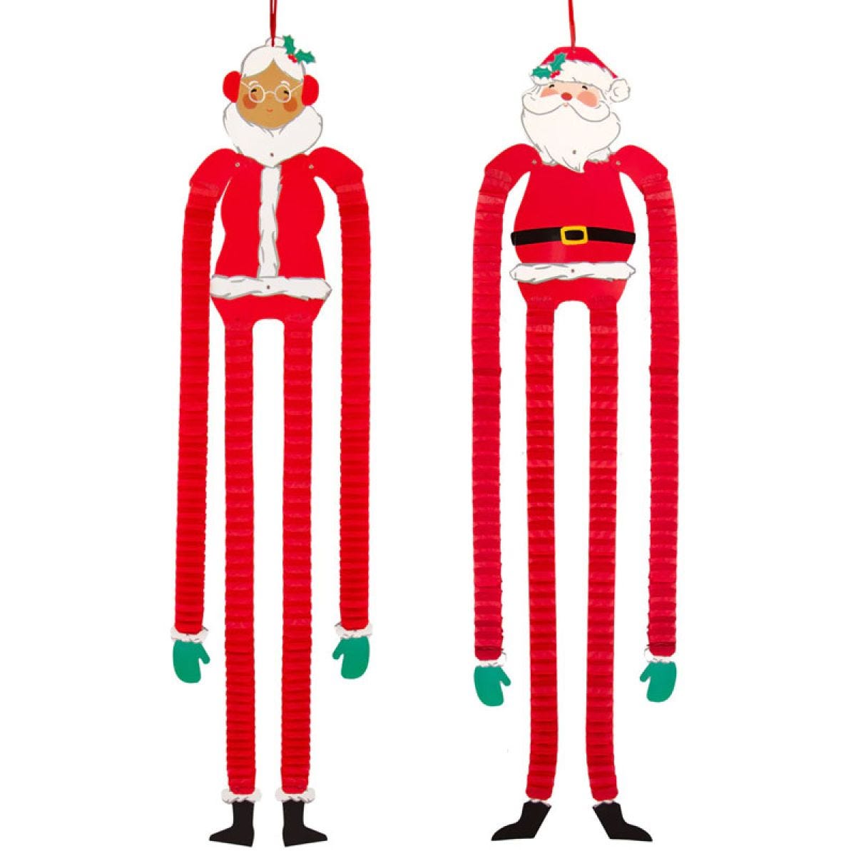 Mr & Mrs Claus Hanging Decorations (2pk)