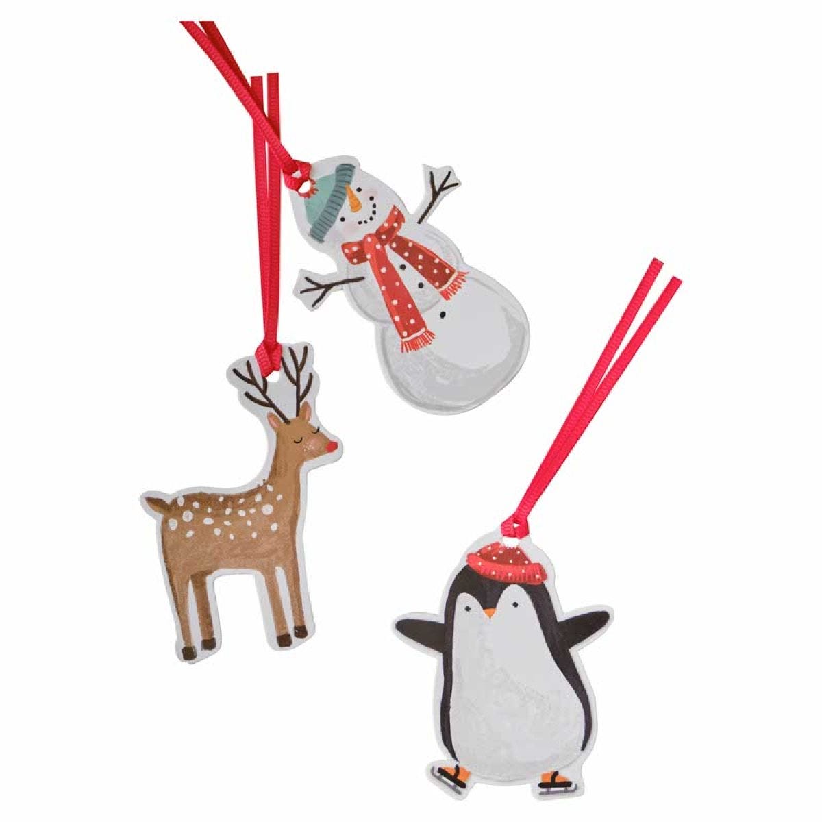 Christmas Character Shaped Gift Tags & Ribbon (9pk)